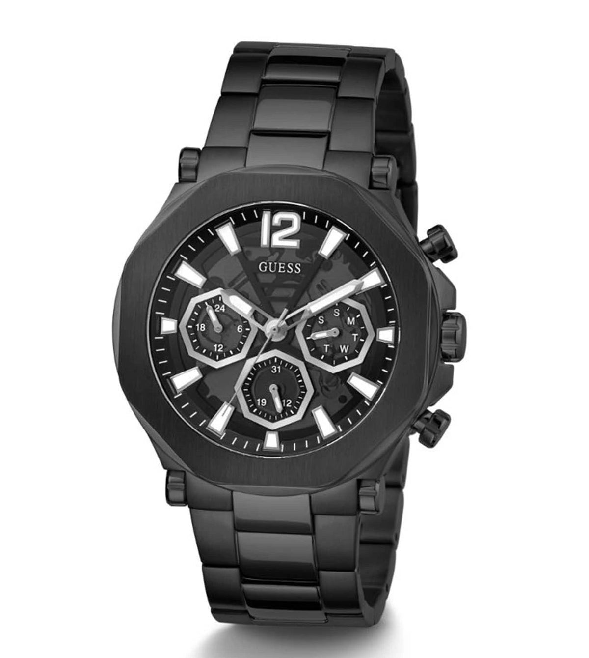 Guess Edge Chronograph Black Dial Black Steel Strap Watch For Men - GW0539G3