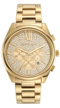 Michael Kors Janelle Chronograph Gold Dial Gold Steel Strap Watch For Men - MK8995
