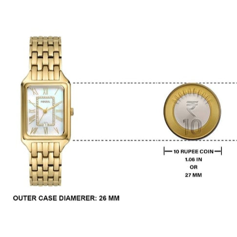 Fossil Raquel Three Hand Mother of Pearl Dial Gold Steel Strap Watch For Women - ES5304