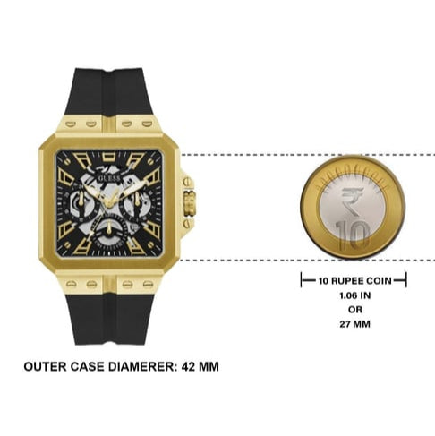 Guess Leo Multifunction Black Dial Black Silicone Strap Watch For Men - GW0637G2