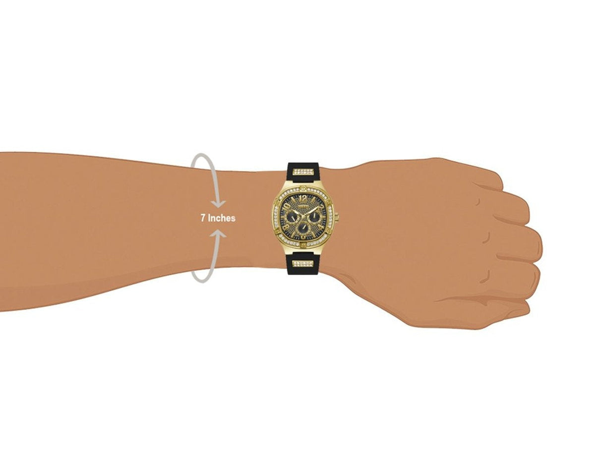 Guess Duke Crystals Black Dial Black Silicone Strap Watch For Men - GW0641G2