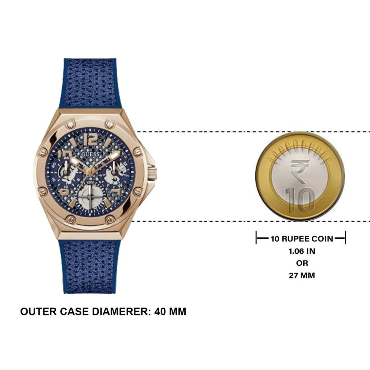 Guess Asteria Multifunction Blue Dial Blue Rubber Strap Watch For Women - GW0620L3