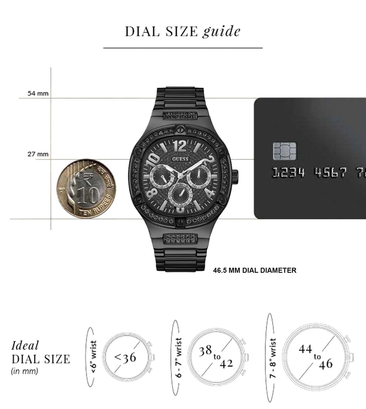 Guess Duke Glitz Crystals Black Dial Black Steel Strap Watch For Men - GW0576G3
