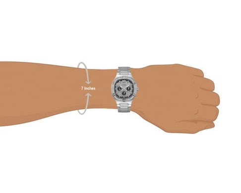 Guess Duke Glitz Black Dial Silver Steel Strap Watch For Men - GW0576G1