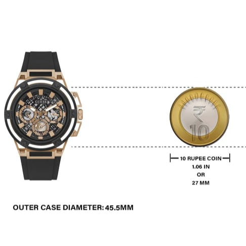 Guess Matrix Multifunction Black Dial Black Rubber Strap Watch For Men - GW0423G5