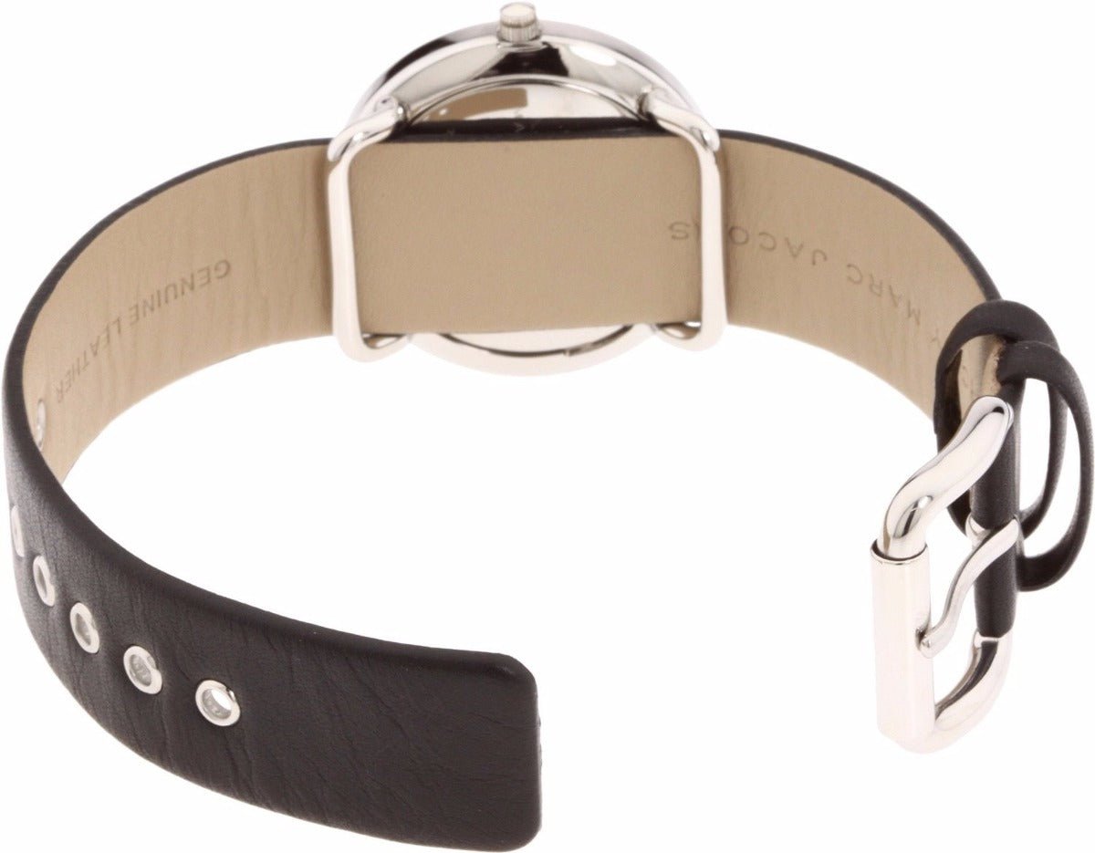 Marc Jacobs Amy Black Dial Black Leather Strap Watch for Women - MBM1140