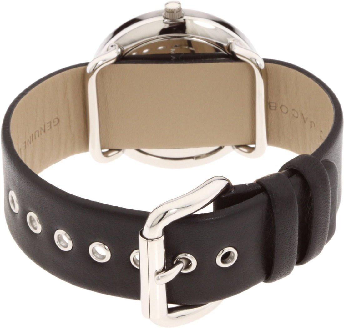 Marc Jacobs Amy Black Dial Black Leather Strap Watch for Women - MBM1140