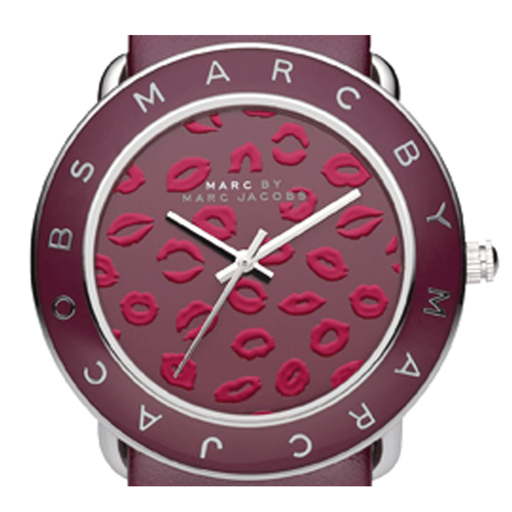 Marc Jacobs Amy Red Dial Burgundy Leather Strap Watch for Women - MBM1162