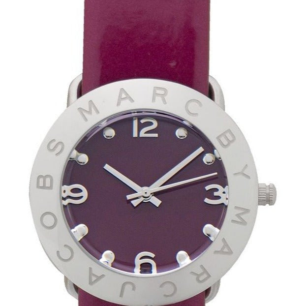 Marc Jacobs Amy Purple Dial Red Leather Strap Watch for Women - MBM1138