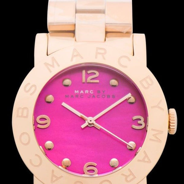 Marc Jacobs Amy Pink Dial Rose Gold Steel Strap Dial Watch for Women - MBM8625