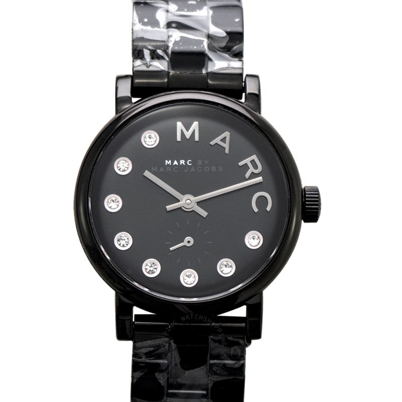 Marc Jacobs Marc Black Dial Black Steel Strap Watch for Women - MBM8673