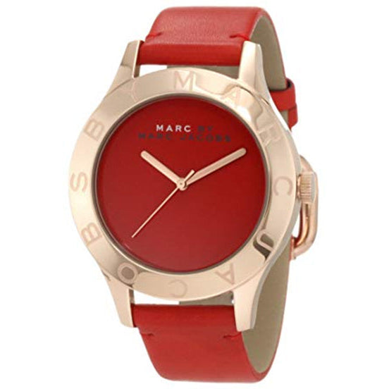 Marc Jacobs Blade Red Dial Red Leather Strap Watch for Women - MBM1210