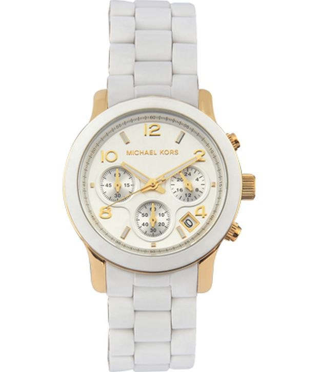 Michael Kors Runway Chronograph White Dial White Steel Strap Watch for Women - MK5145