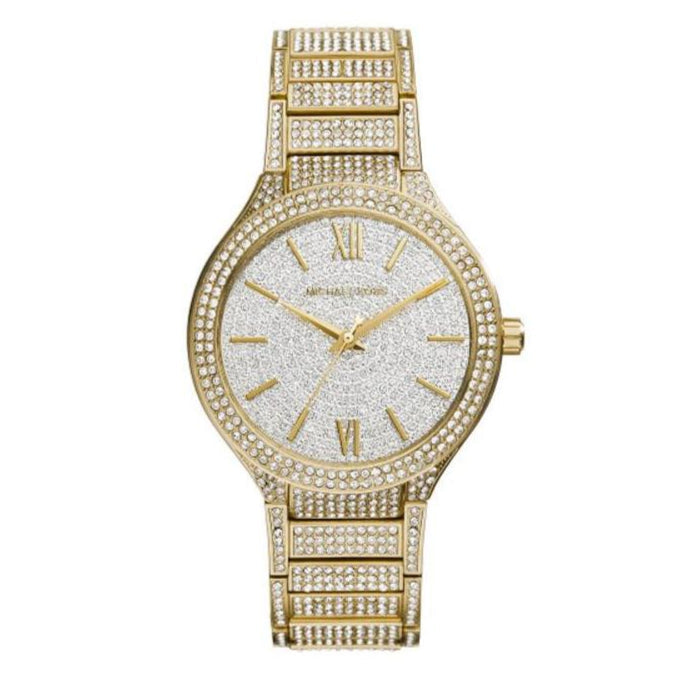 Michael Kors Kerry Crystals Gold Dial Gold Steel Strap Watch For Women - MK3360