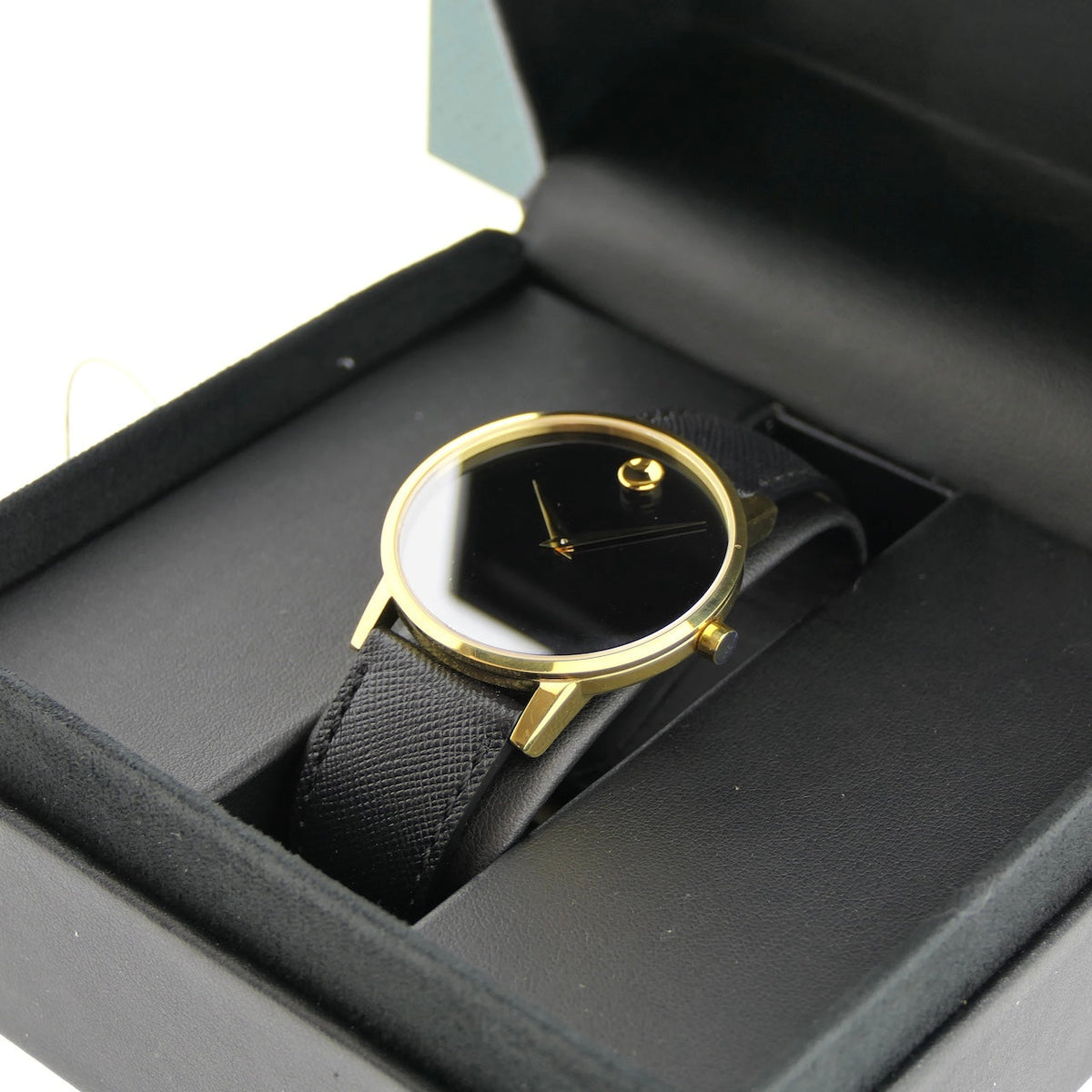 Movado Museum Classic Quartz Black Dial Black Leather Strap Watch for Men - 0607195