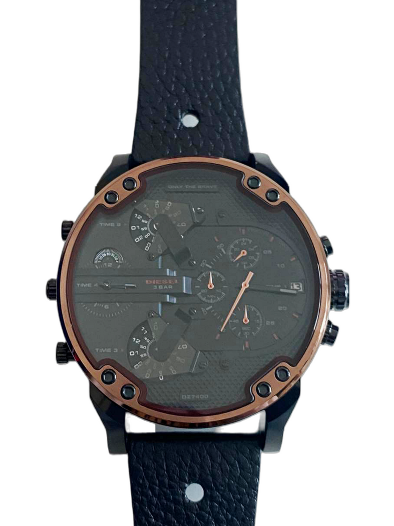 Diesel Mr Daddy 2.0 Chronograph Black Dial Black Steel Strap Watch For Men - DZ7400