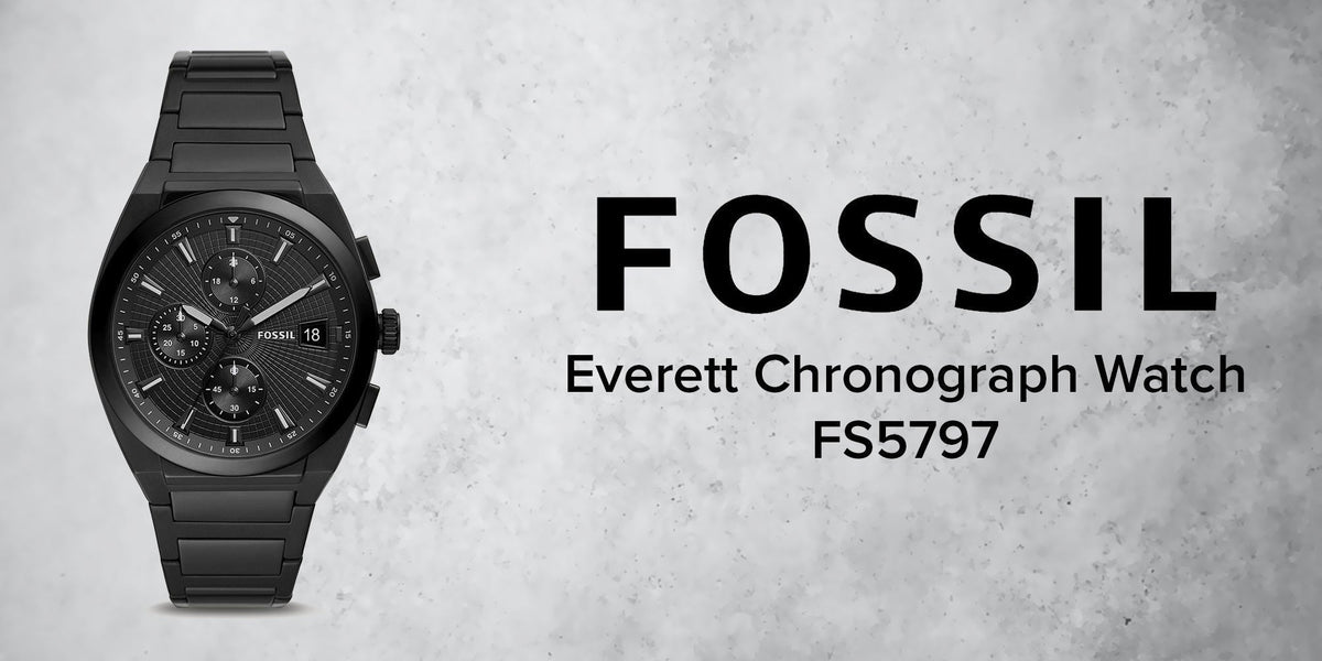 Fossil Everett Chronograph Black Dial Black Steel Strap Watch for Men - FS5797