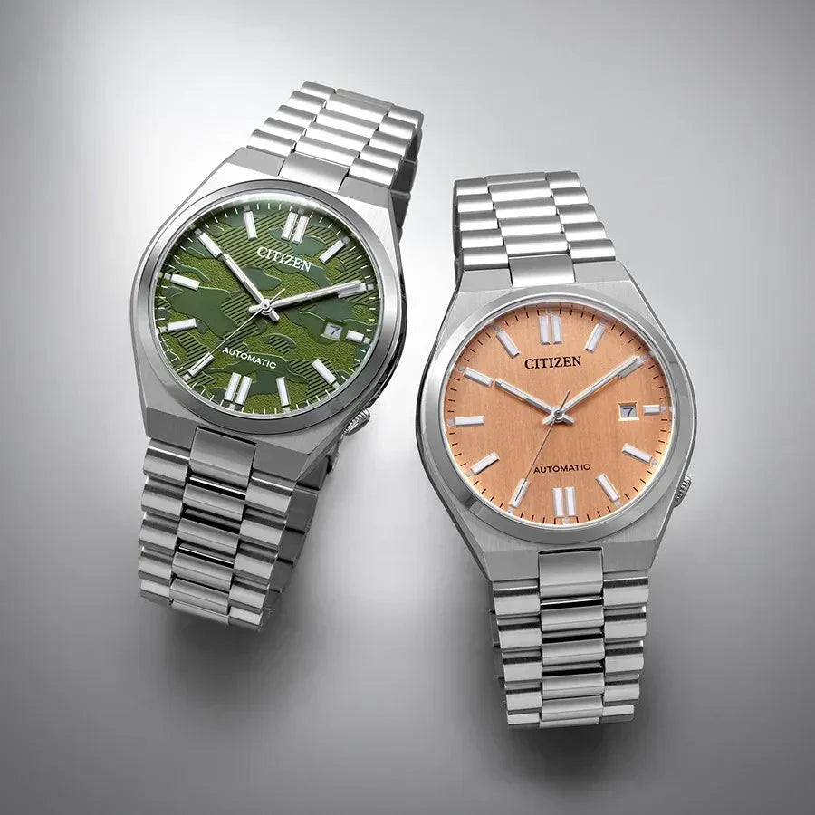 Citizen Tsuyosa Automatic Camouflage Green Dial Silver Steel Strap Watch For Men - NJ0159-86X