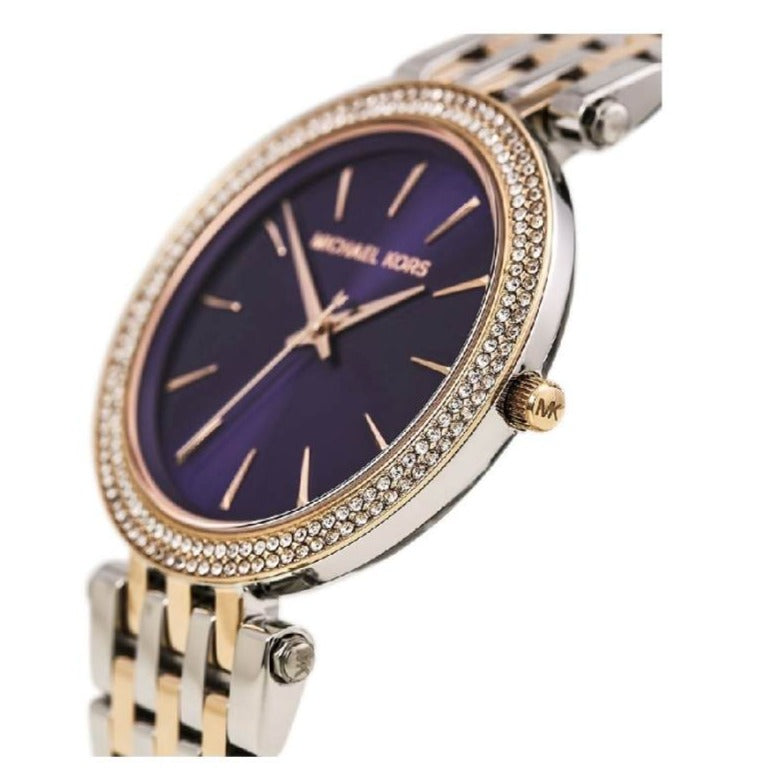 Michael Kors Darci Purple Dial Two Tone Steel Strap Watch for Women - MK3353