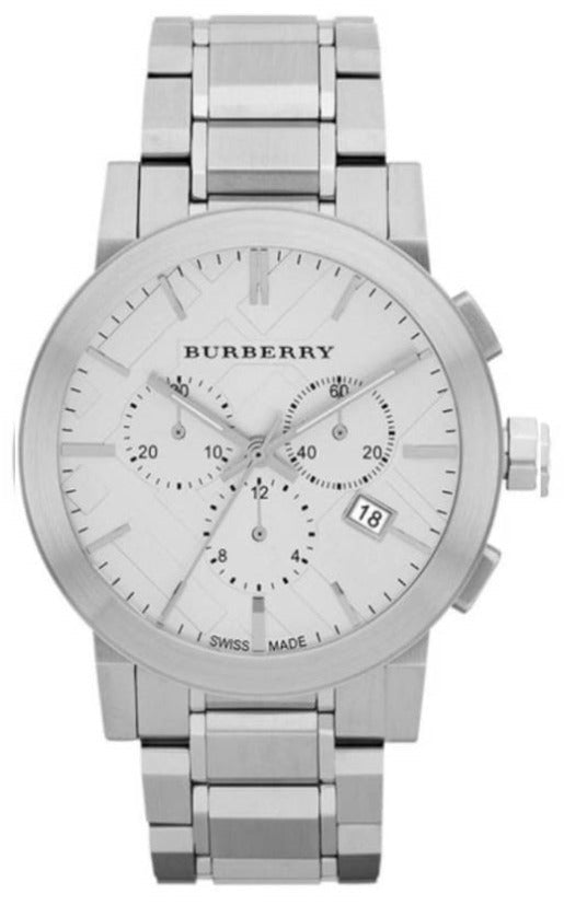 Burberry The City Chronograph Silver Dial Silver Steel Strap Watch for Men - BU9350