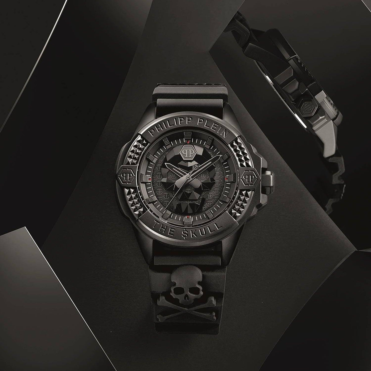 Philipp Plein The Skull Black Dial Black Silicone Strap Watch for Men - PWAAA0721