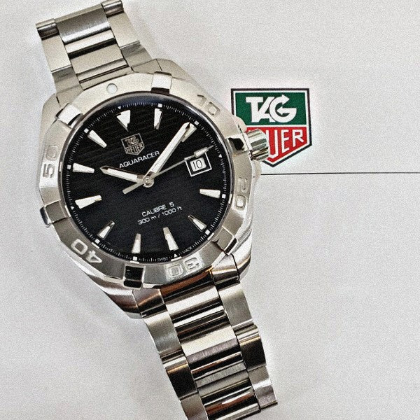 Tag Heuer Aquaracer Automatic Black Dial Silver Steel Strap Watch for Men - WAY2110.BA0928