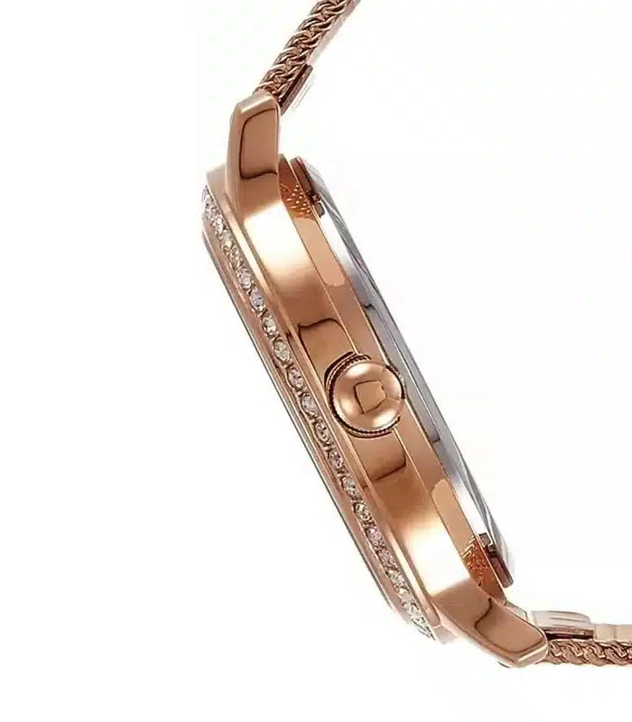 Guess Chelsea Mother of Pearl White Dial Rose Gold Mesh Strap Watch For Women - W0647L2