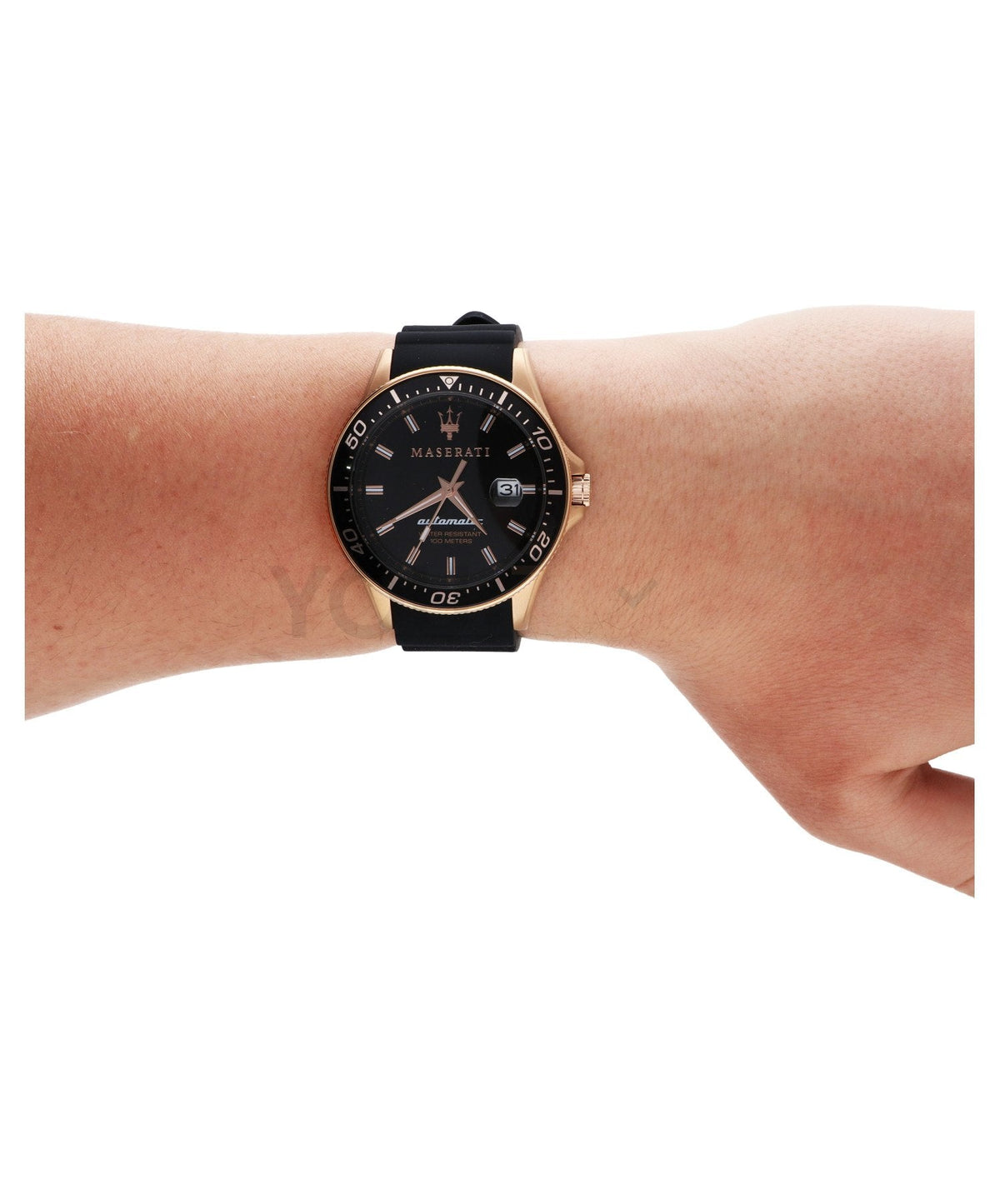 Maserati SFIDA Automatic Black Dial Black Rubber Strap Watch For Men - R8821140001