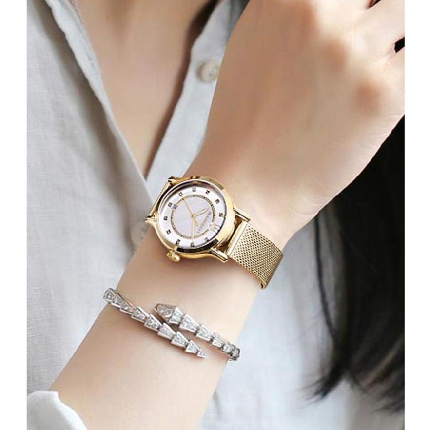 Maserati Epoca Mother of Pearl Dial Yellow Gold Mesh Strap Watch For Women - R8853118502