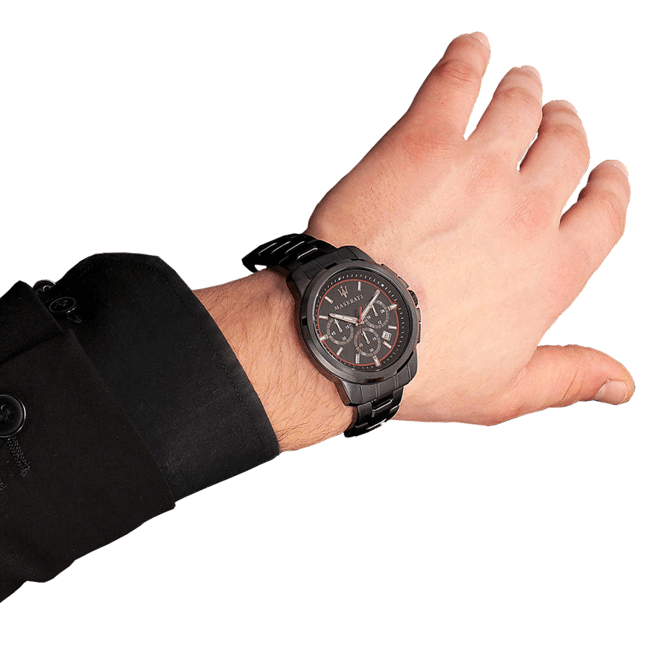 Maserati Successo 44mm Black Dial Black Steel Strap Watch For Men - R8873621014