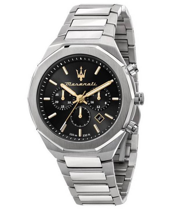 Maserati Stile Chronograph Black Dial Silver Steel Strap Watch For Men - R8873642010