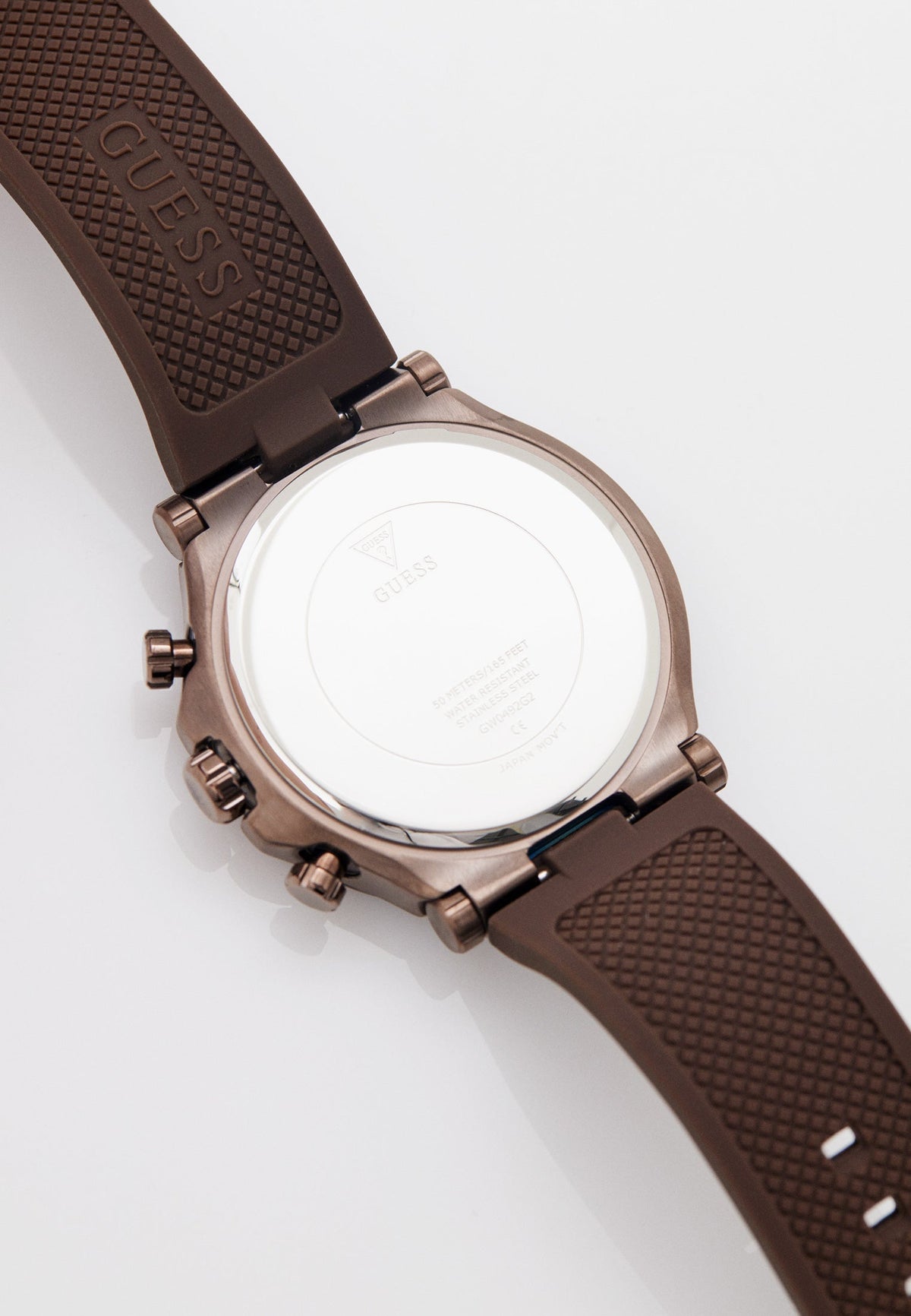 Guess Edge Chronograph Brown Dial Brown Leather Strap Watch For Men - GW0492G2