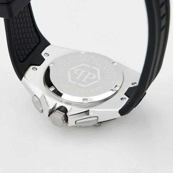 Philipp Plein Octagon Grey Dial Black Silicone Strap Watch for Men - PWTBA0123