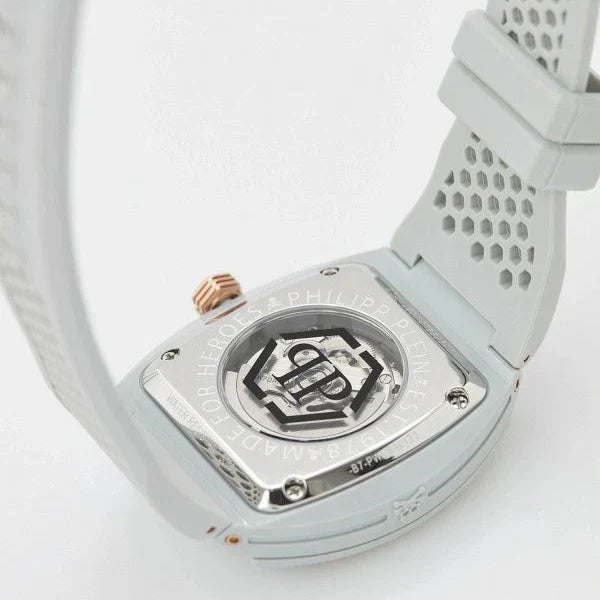 Philipp Plein The Skeleton White Dial White Silicone Strap Watch for Men - PWVBA0123