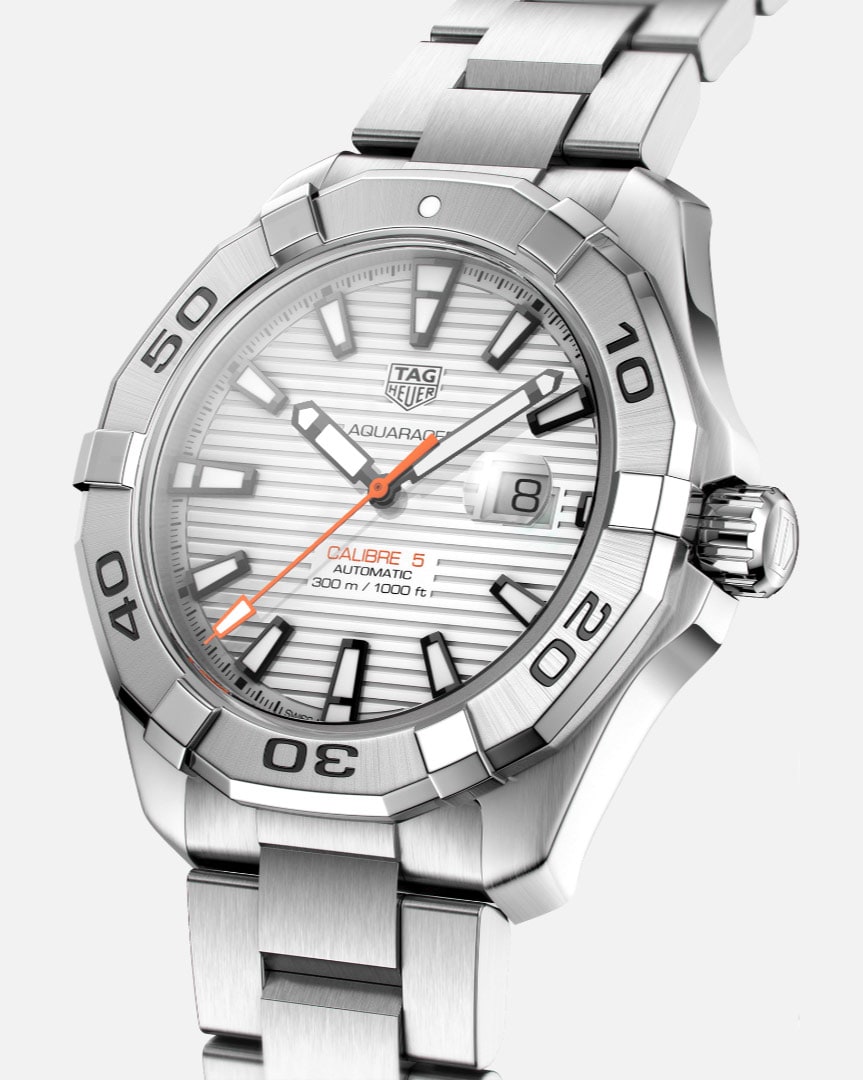 Tag Heuer Aquaracer Calibre 5 Automatic White Dial Silver Steel Strap Watch for Men - WAY2013.BA0927