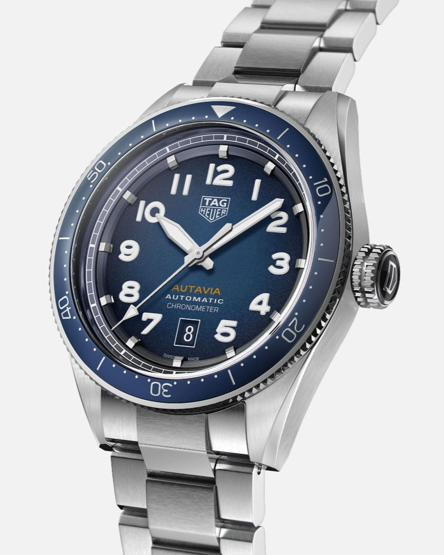 Tag Heuer Autavia Automatic Blue Dial Silver Steel Strap Watch for Men - WBE5116.EB0173