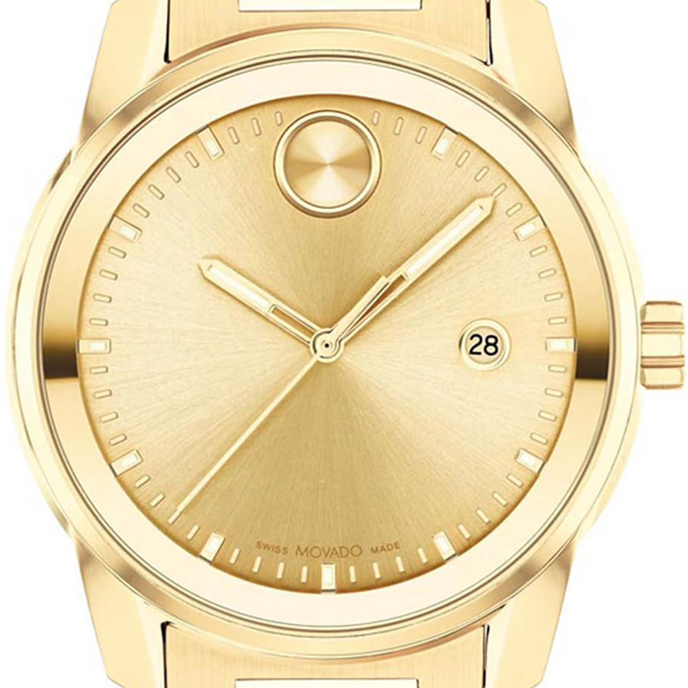 Movado Bold Verso Gold Dial Gold Steel Strap Watch for Men - 3600861