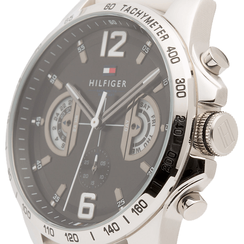 Tommy Hilfiger Multifunction Black Dial White Rubber Strap Watch for Men - 1791475