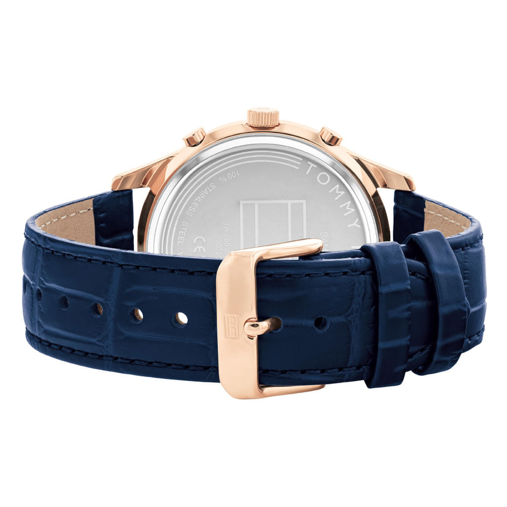 Tommy Hilfiger Weston Chronograph Blue Dial Blue Leather Strap Watch For Men - 1710503