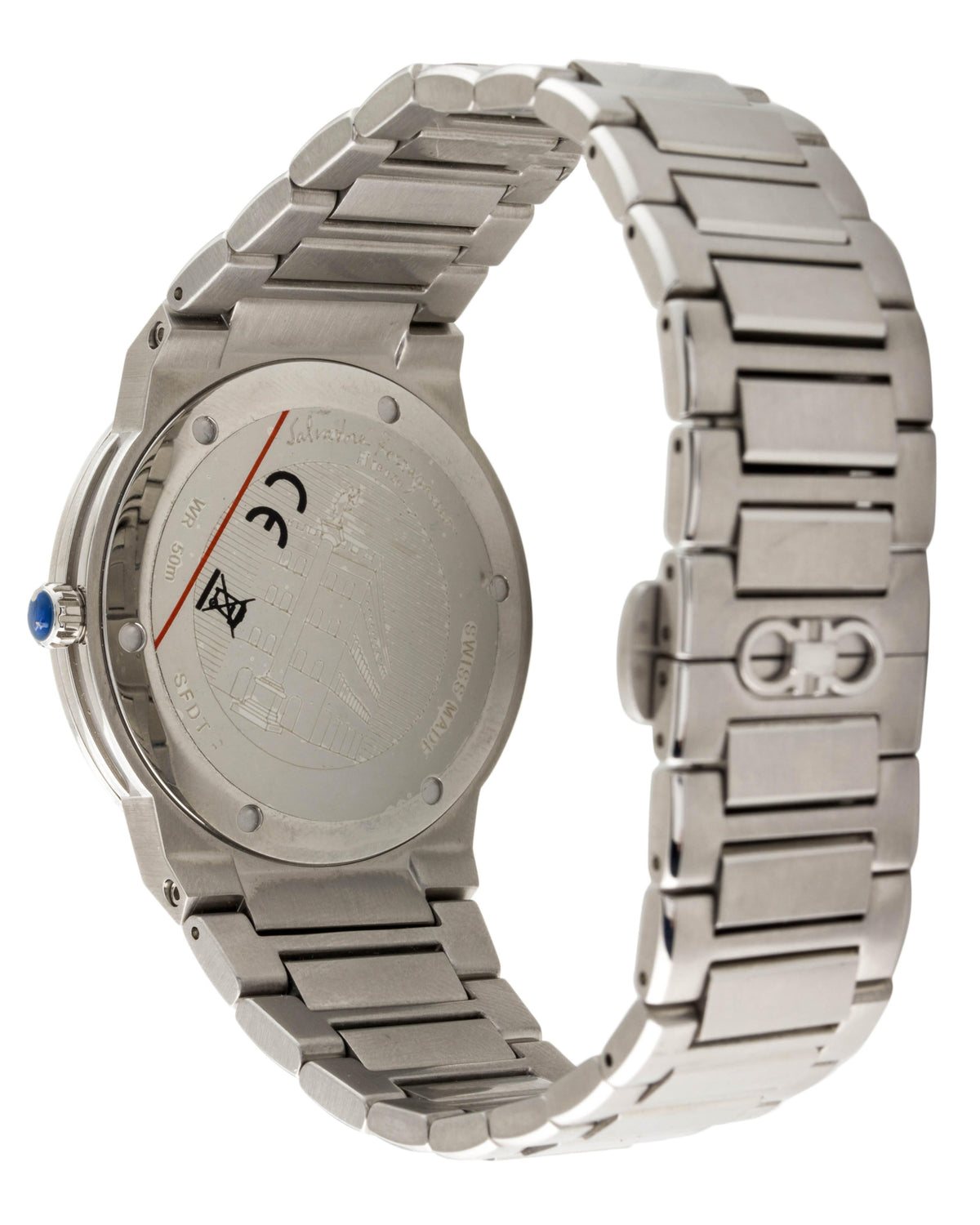 Salvatore Ferragamo F-80 Classic Blue Dial Silver Steel Strap Watch for Men - SFDT01320