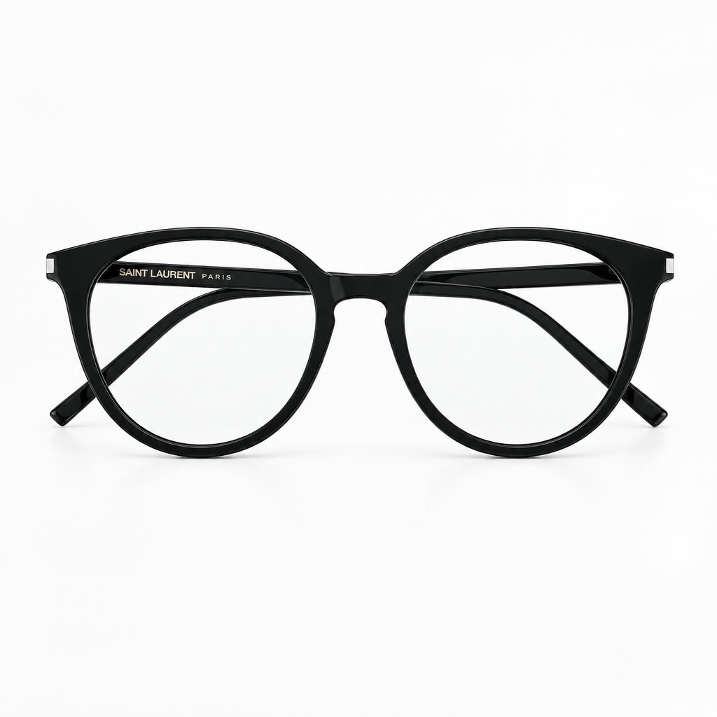 Saint Laurent SL 681/F Unisex Black Round-Frame Glasses