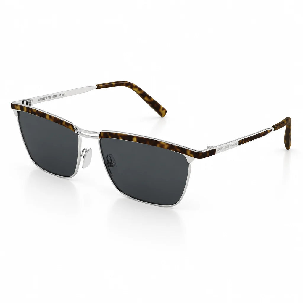 Saint Laurent Men SL 795 Joe Square Silver / Havana Sunglasses