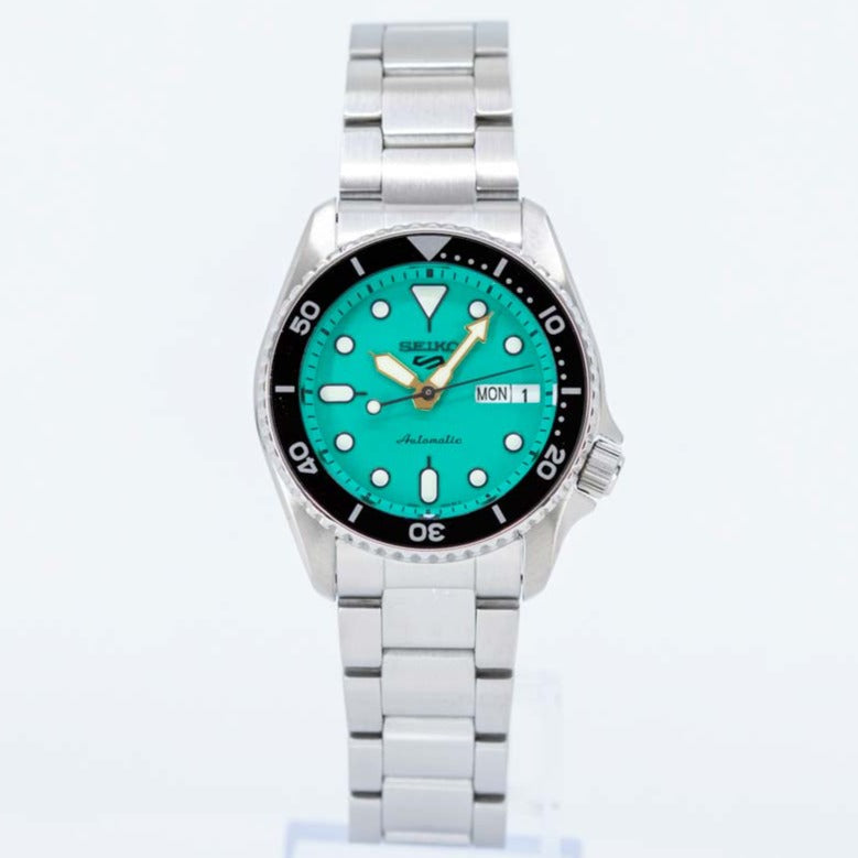 Seiko 5 Sports SKX Midi Automatic Teal Dial Silver Steel Strap Watch For Men - SRPK33K1