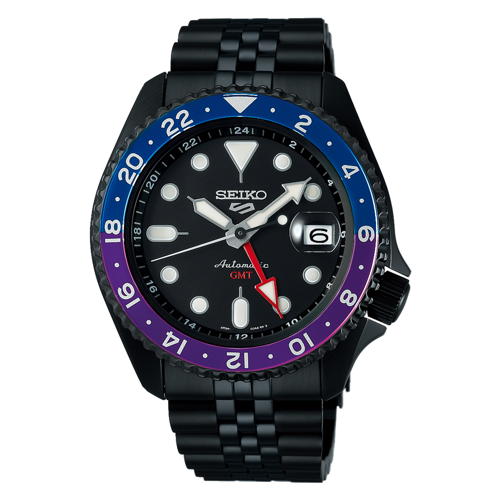 Seiko Automatic SKX GMT Yuto Horigome Limited Edition Black Dial Black Steel Strap Watch For Men - SSK027K1