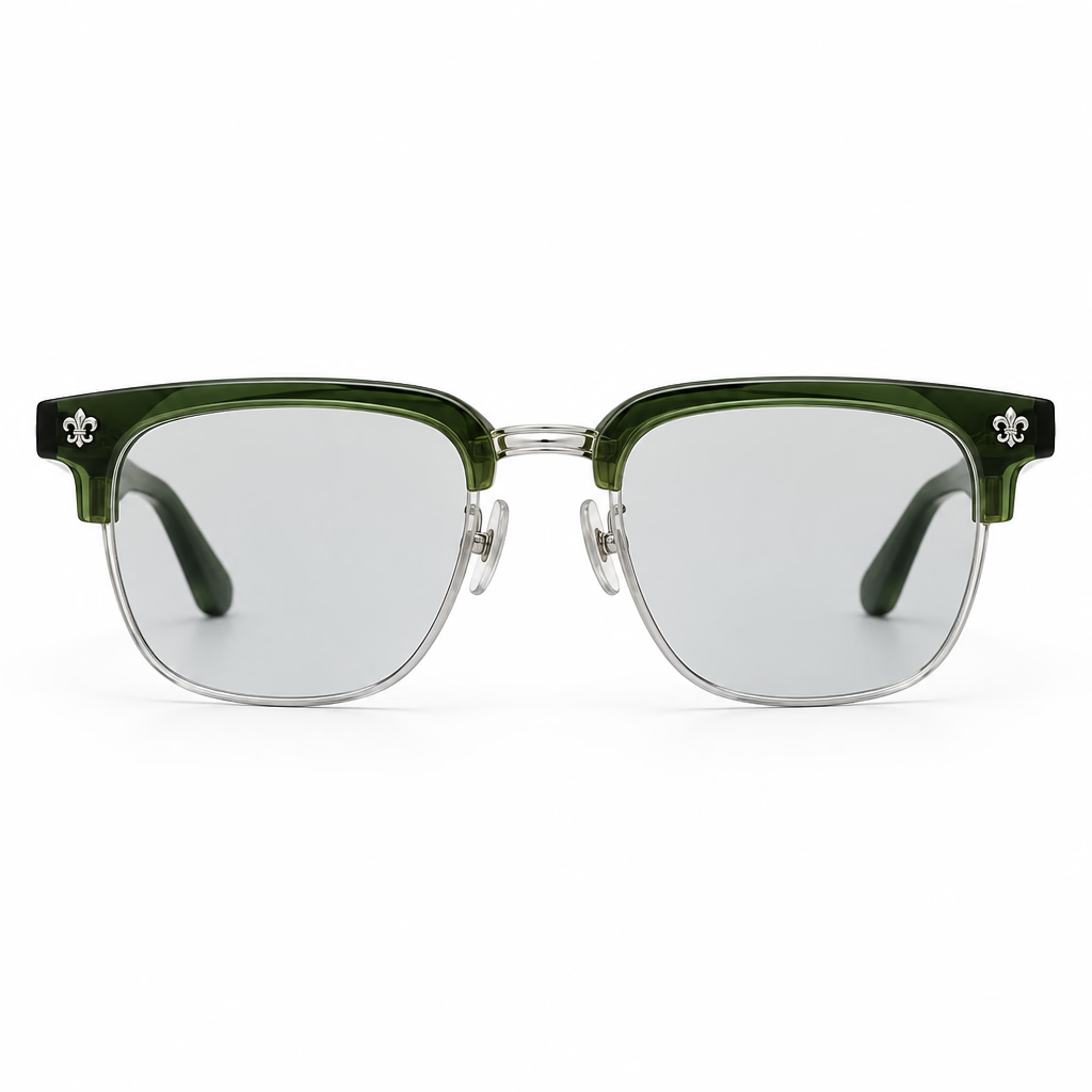 Chrome Hearts Unisex Olive Green Titanium Semi-Rimless Optical Frames