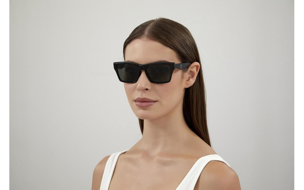 Saint Laurent Women SL M104-F 002 Grey Logo Black Sunglasses