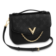 Louis Vuitton Calfskin Monogram Very Messenger Handbag - Black