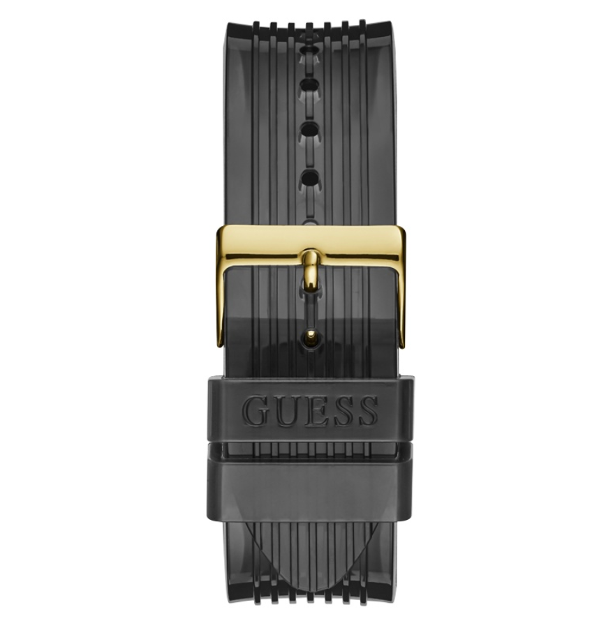 Guess Poseidon Chronograph Black Dial Black Silicone Strap Watch For Men - GW0425G1