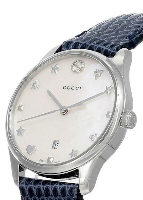 Gucci G-Timeless Signature Mother of Pearl Star Dial Blue Watch For Women - YA126588
