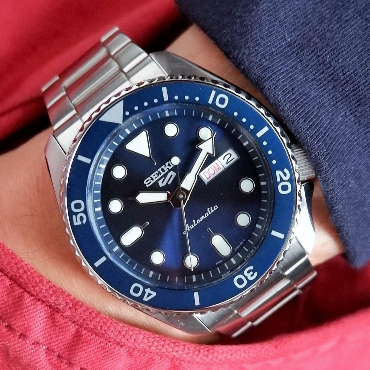 Seiko 5 Sports Automatic Analog Blue Dial Silver Steel Strap Watch For Men - SRPD51K1